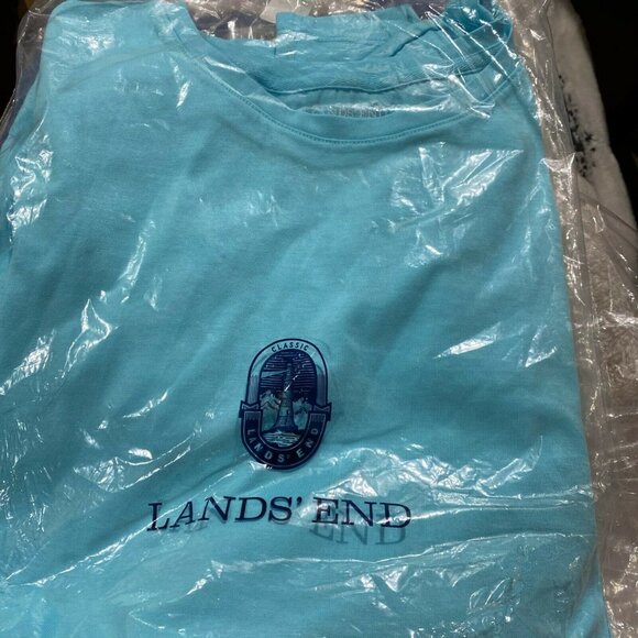 Lands End Womens Classic Fit Short Sleeve T-Shirts Cool Vista Bright Apple & Ric - Picture 1 of 9